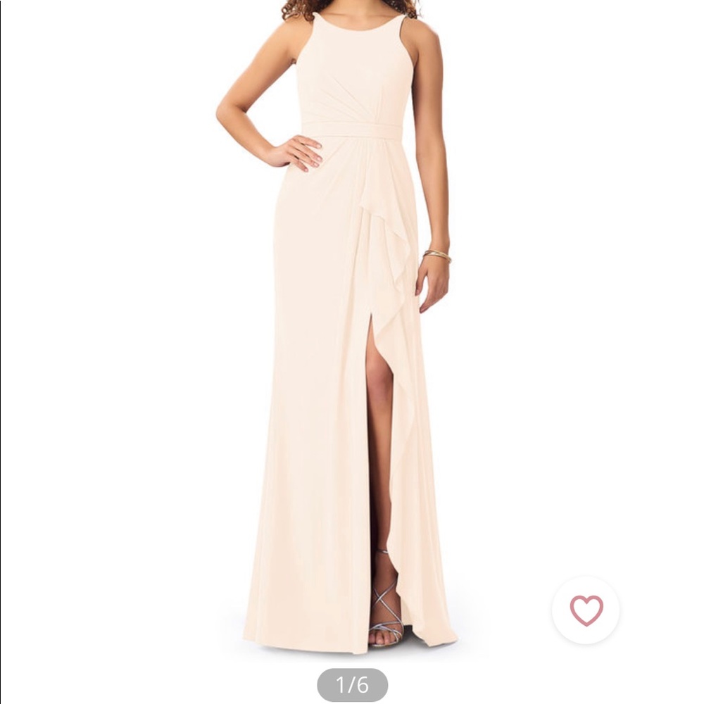 Azazie Cassandra Pearl Pink Chiffon Dress